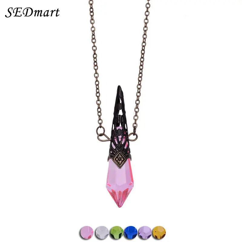 

SEDmart Princess Bronze Magical Prism Divination Pendulum Necklace Bronze Crystal Pendant Necklace Women Jewelry
