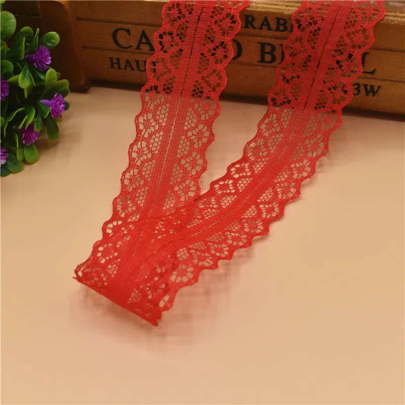 New Wholesale 10 Yards Red Lace Ribbon Tape 28MM Lace Trim Fabric DIY