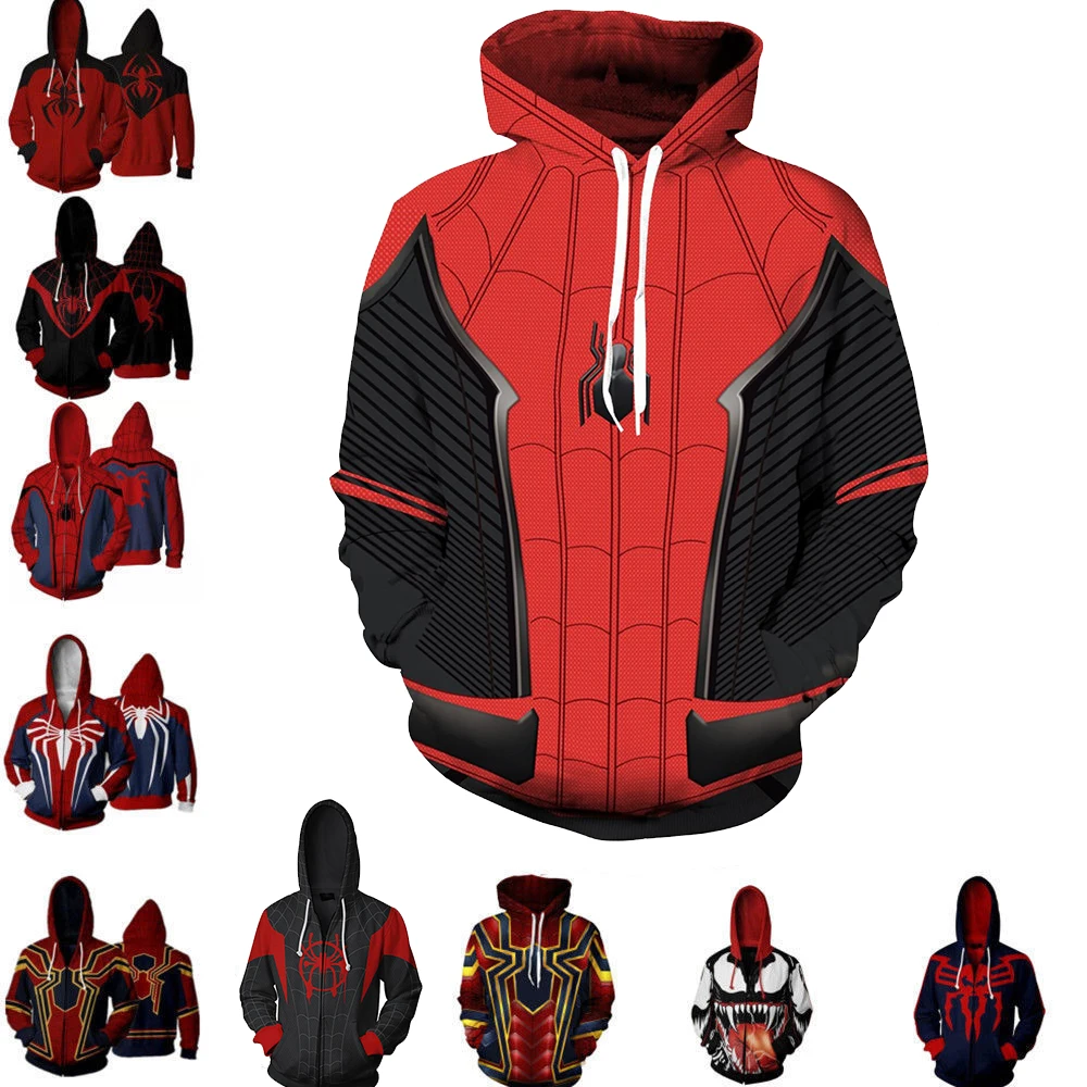 

3D Printed The Avengers Iron Man Spiderman Costume Hoodies Men Superhero Spider Verse Hooded Cosplay Sweatshirts Casual Tops