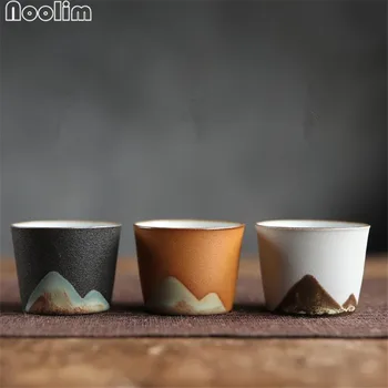 

1pc Handpainted Mountain Ceramic Teacups Coarse Pottery Chinese Kong Fu Tea Set Handmade Teaware Accessories
