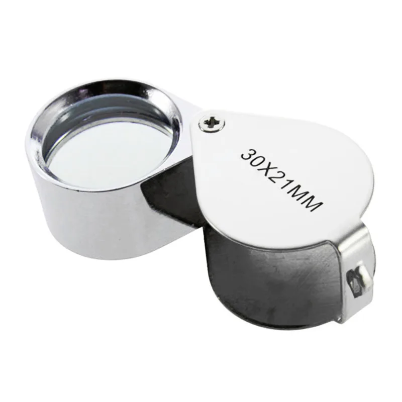 FGHGF 30X 21mm Mini Triplet Jeweler Eye Loupe Pocket Folding Magnifier Magnifying Glass Jewelry Diamond Reading