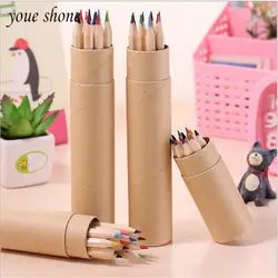 12 шт./коробки Южная Корея креативные канцелярские маленькие цветные карандаши наборы деревянные 12 цветов живопись ручка цветные ручки для
