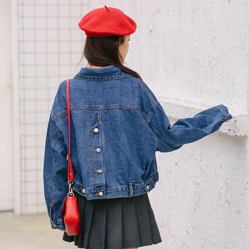 

2018 Women Basic Short Denim Jacket Girls Coat Jeans Jackets Ladies Loose Outerwear Harajuku Coats Boyfriend Plus Size Clothes
