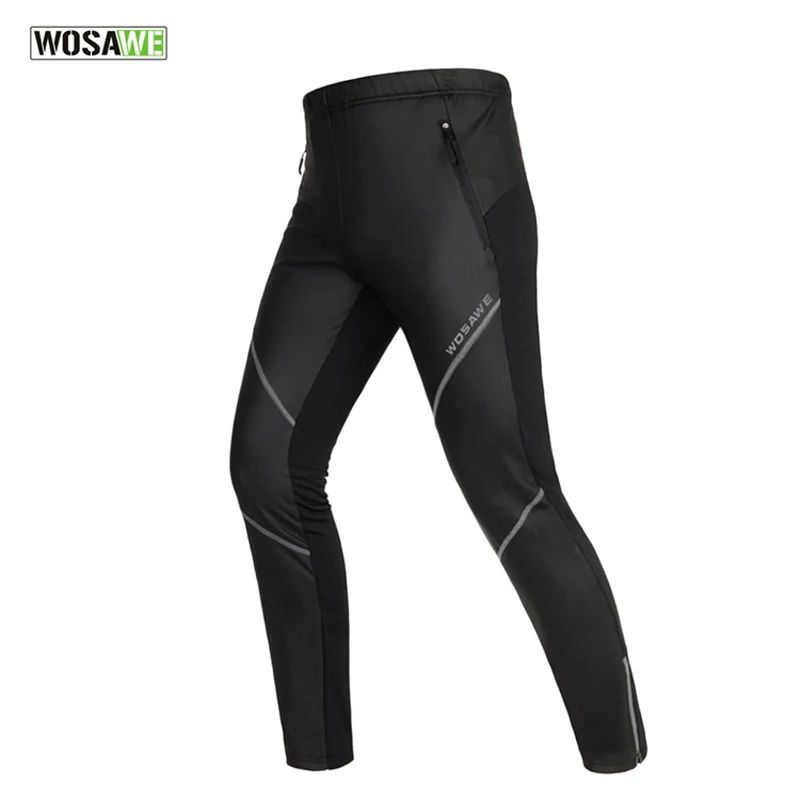 

WOSAWE Winter Cycling Thermal Pants Men Women Long Black Fleece Waterproof Windproof Pants Warm Cycling Bike Sportwears