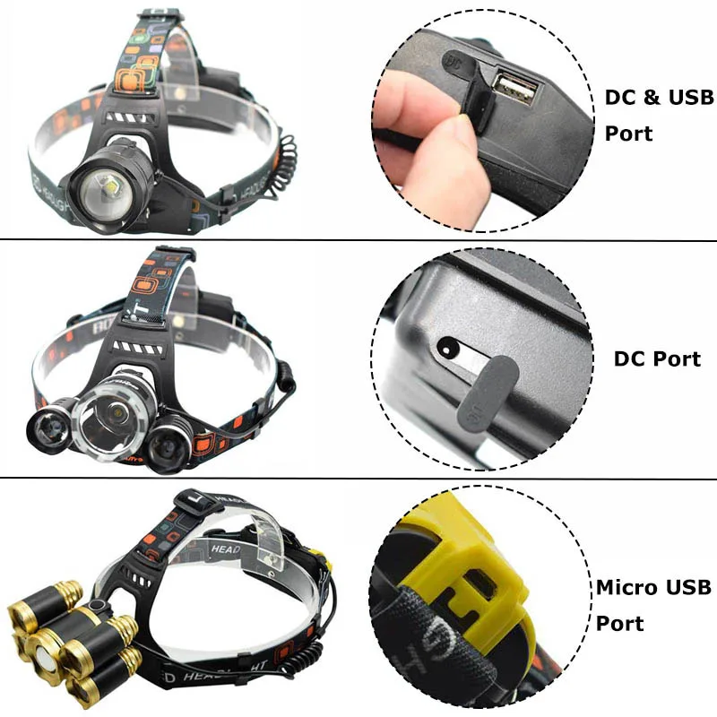 Высокая Мощность светодиодный налобный фонарь XML T6 Q5 фронтальные Головной фонарь светильник рыболовные снасти лба вспышка светильник 1/3/5/7/9 светодиодный s головной светильник, 18650