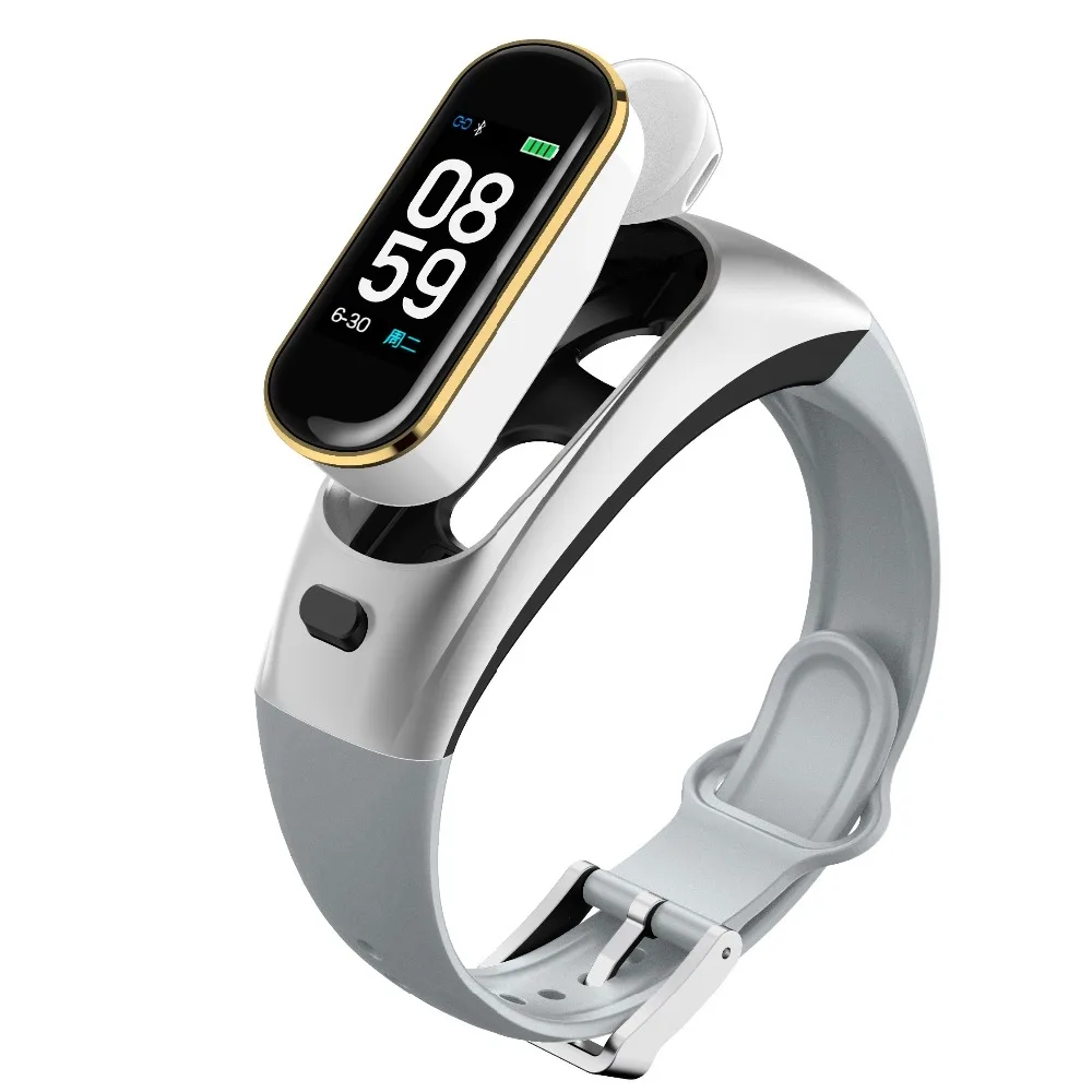 

Smart Bracelet with Bluetooth Headset Call Waterproof Band Heart Rate Fitness Sports Smart Wristband for Android IOS