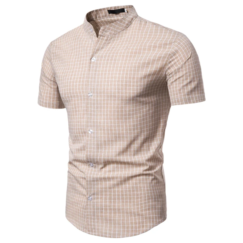 Небольшой плед причинная рубашка Для мужчин 2019 лето бренд короткий рукав Slim Fit рубашки Для мужчин s Button Down Shirt мужской Camisa Masculina