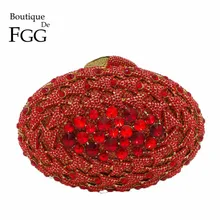 Бутик De FGG рубиновые красные хрустальные стразы женский металлический клатч, вечерняя сумка с вырезами для свадебной вечеринки, сумки для выпускного вечера, кошелек Minaudiere