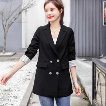 

Real shot autumn large size women's casual small suit jacket 2019 spring and autumn new casual slim suit jacket