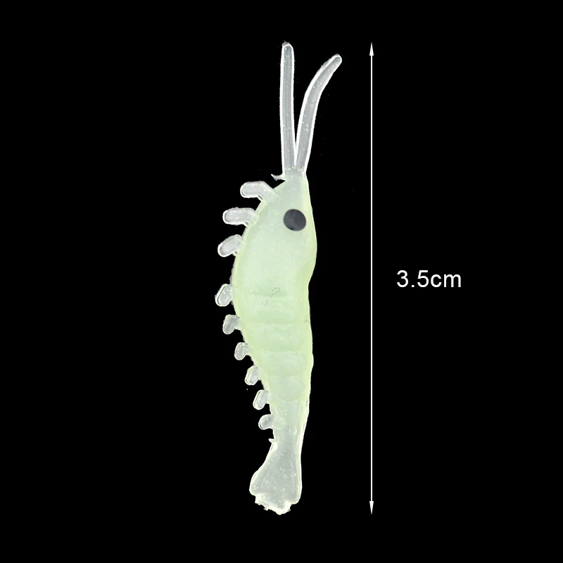 Светящиеся рыболовные приманки для креветок, 50 шт./лот, 3,5 см, Мягкая силиконовая зеленая искусственная приманка для креветок, Сабики, приманки, Прямая поставка