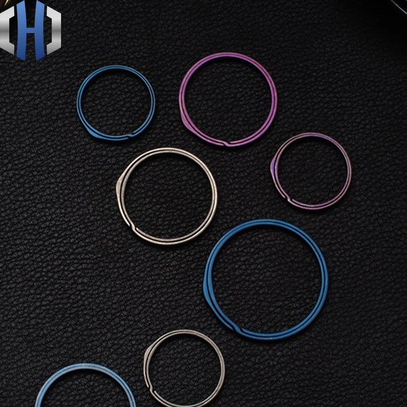 20mm/26mm/33mm 그레이 TC4 티타늄 합금 키 링 EDC 야외 소형 도구 블루 키 링 액세서리