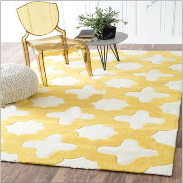 Giallo rotondo tappeto alfombras tappeti fatti a mano moderno ... Tappeti moderni fatti a mano