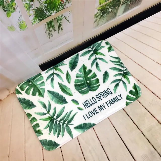 FUNIQUE Front Door Mats Tropical Plant Cactus Printed Anti-Slip Mat Living Room Bedroom Bathroom Kitchen Floor Mat Outdoor Rugs