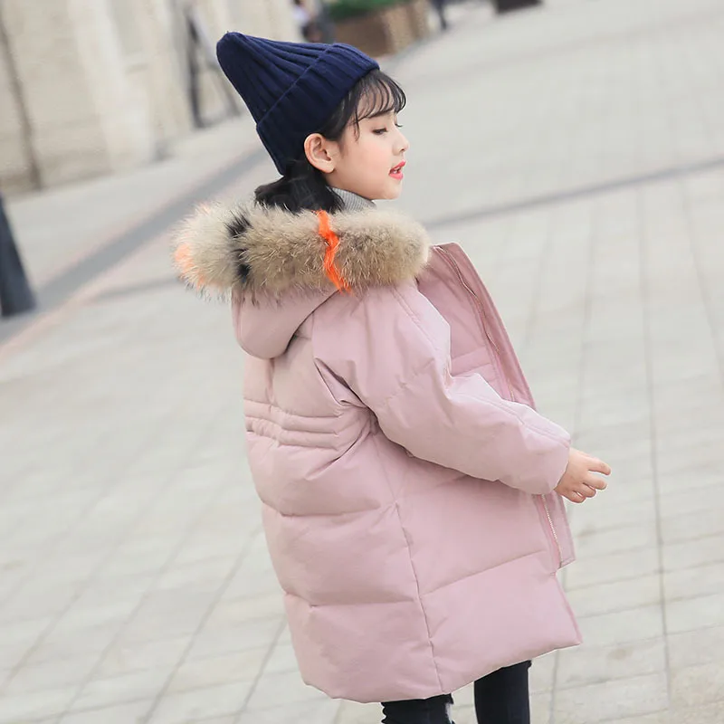 

Down Jacket Girl Children Winter Coat with Fur Hooded Warmly Teenage Girls Clothing age 6 8 10 12 14 years