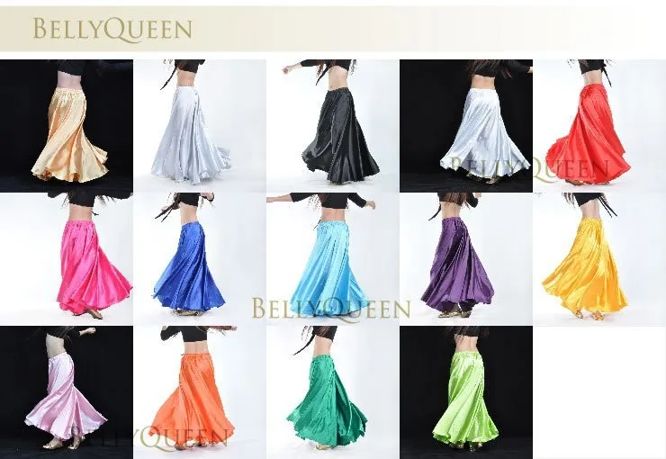 Женская юбка для танца живота, блестящая атласная длинная испанская юбка, юбка для танцев, 14 цветов
