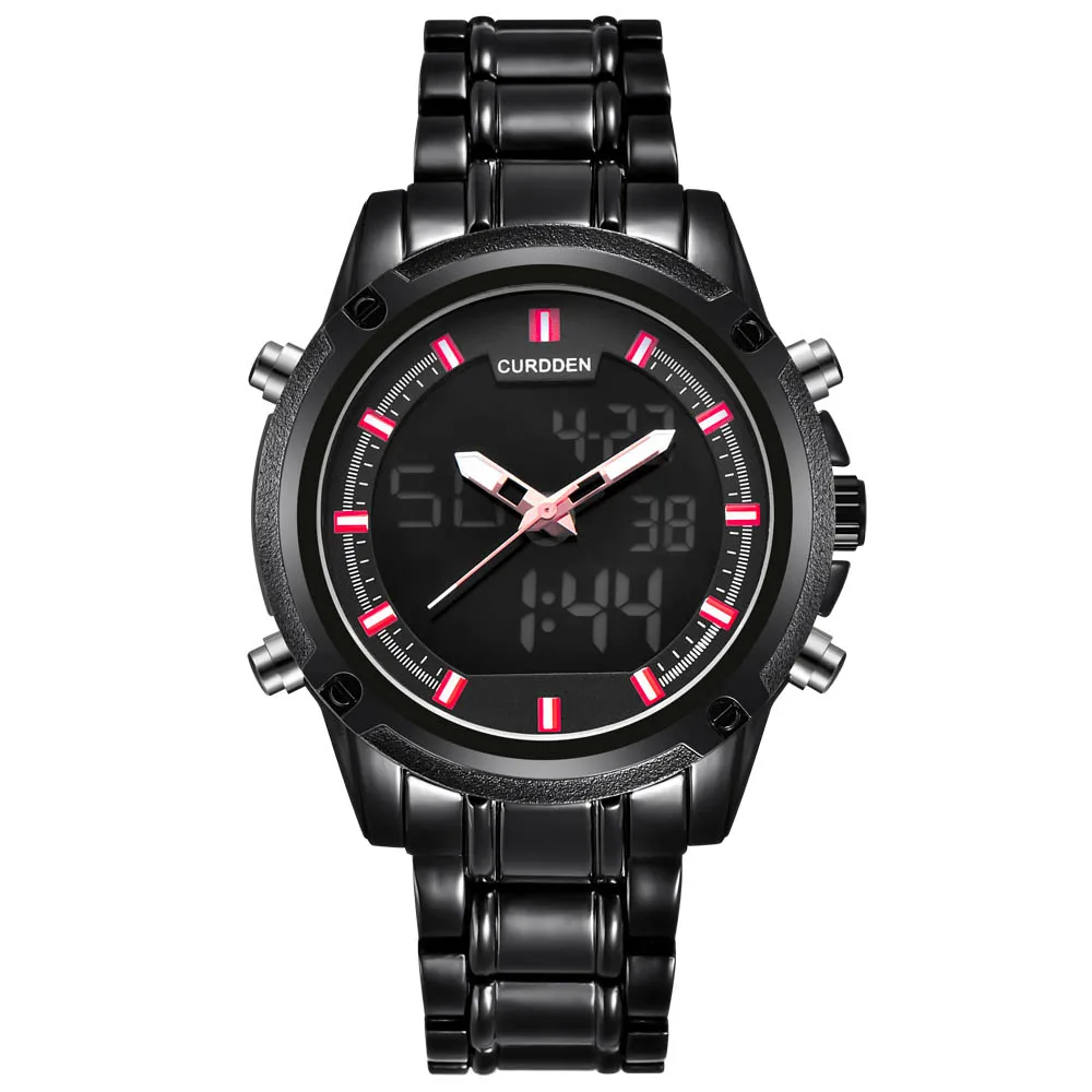 

2018 CURDDEN New Fashion Digital Men Full Steel Led Watch Mens Japan Movt Waterproof Chronograph Watch Relogio Masculino 9050