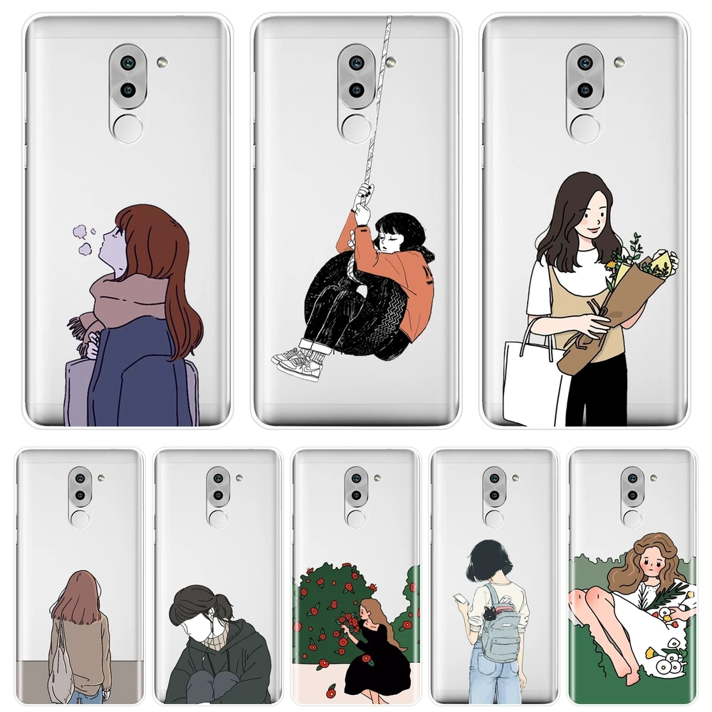 

TPU Phone Case For Huawei Honor 6A 4C 5C 6C Pro Case Silicone Cartoon Girl Japan Soft Back Cover For Huawei Honor 6 5A 4X 5X 6X