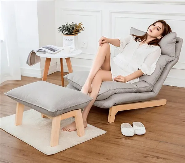 Современный шезлонг кресло и пуфик набор с деревянными ножками мебель ...