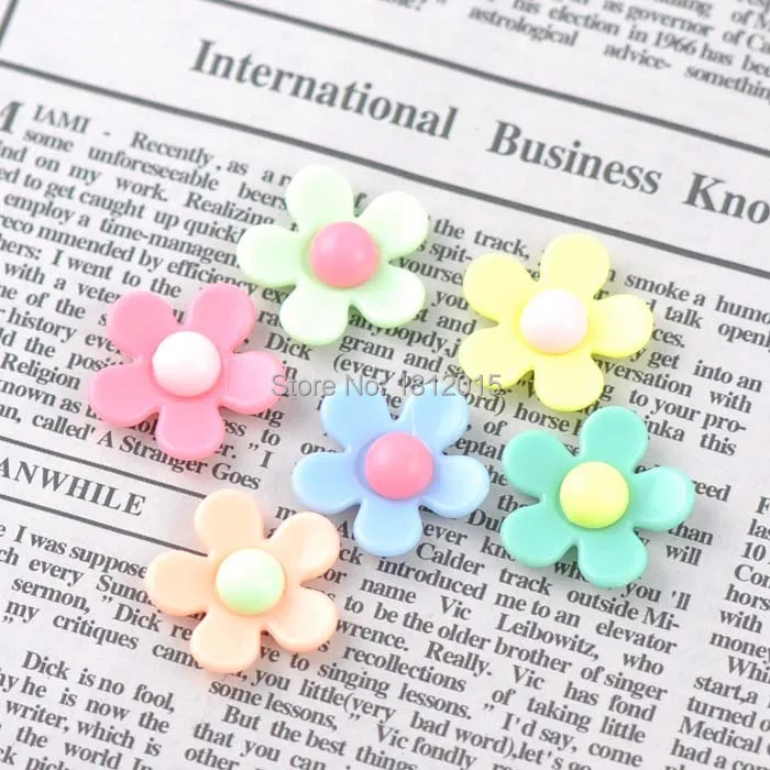 

Free Shipping 30Pcs Mixed Acrylic Flower charm Spacer Beads Flatback Cabochon Scrapbooking perforate Craft 22x22mmXM-ZH-2