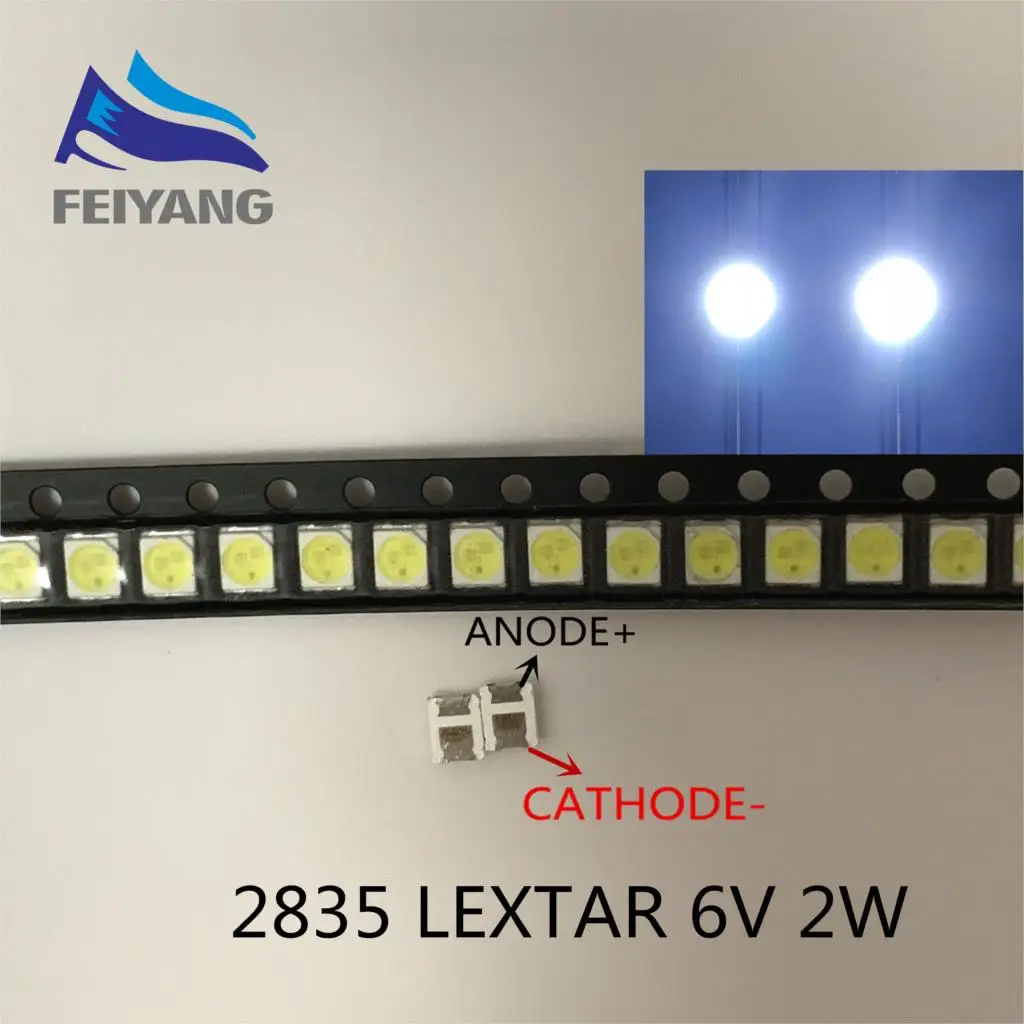 50 шт. LEXTAR 2835 3528 1210 6 в 2 Вт SMD светодиодный для ремонта ТВ ПОДСВЕТКА холодный белый ЖК-дисплей подсветка светодиодный