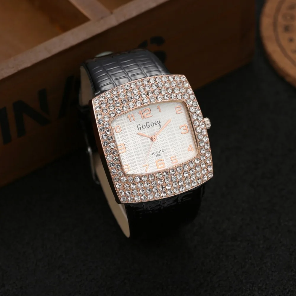 

Women's Fashion Luxury Rhinestone Quartz Watch Women Crystal Rectangle Dial Watches Ladies Watch Relogio Feminino Reloj Mujer