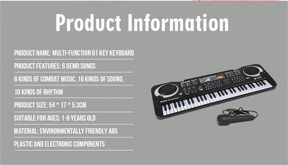 Легко большой музыкальный развивающий 61 Ключи, электронное пианино игрушки с клавиатурой с микрофоном детская музыкальная игрушка подарок для мальчиков девочек TH0052