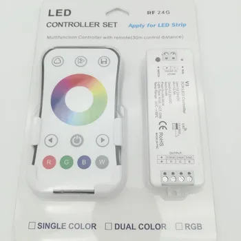

V3+R8-1 Led RGB Strip Controller R8-1 Remote With 2.4GHz V3 Receiver;DC12-24V input;4A*3CH output LED Dimming RGB Controller