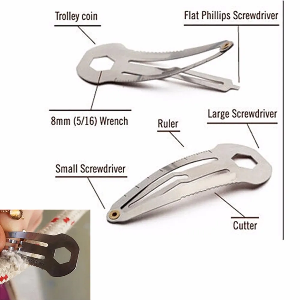 Новая многофункциональная Шпилька-нож из нержавеющей стали, зажим для волос, линейка, резак для путешествий, кемпинга, выживания, карманные инструменты