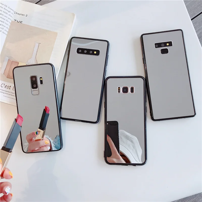 Hot Anti-drop makeup mirror shell Glitter soft phone case for iphone X XR XS MAX 6 9 7 8 plus samsung Galaxy S8 S9 S10 Note | Мобильные