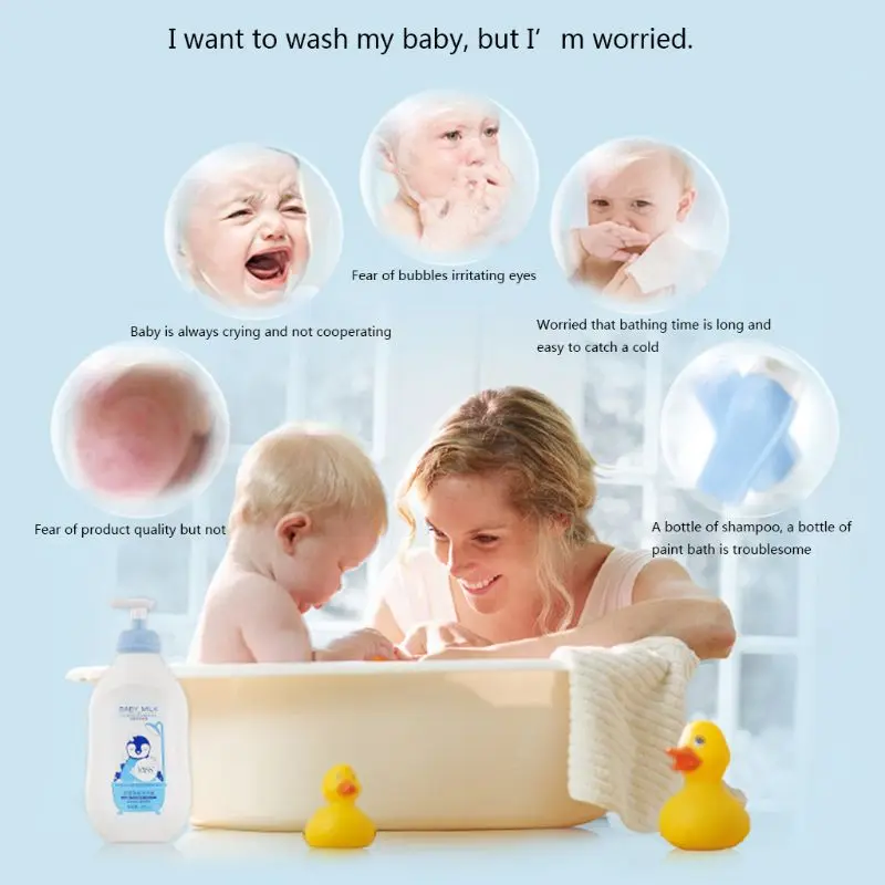 Murah 2 In 1 300 Ml Perawatan Kulit Shampoo Body Wash Shower Gel Whitening Mandi Lotion Pelembab Pembersihan Mendalam untuk Bayi anak Bayi