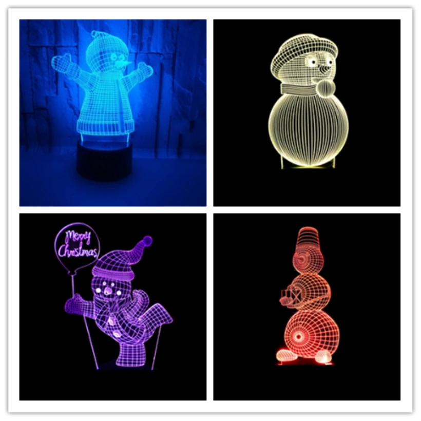 

Creative 3D Visual Snowmen Night Light LED USB Lamp Snowman 7 Color Changeable Home Decration Lights Christmas Gift