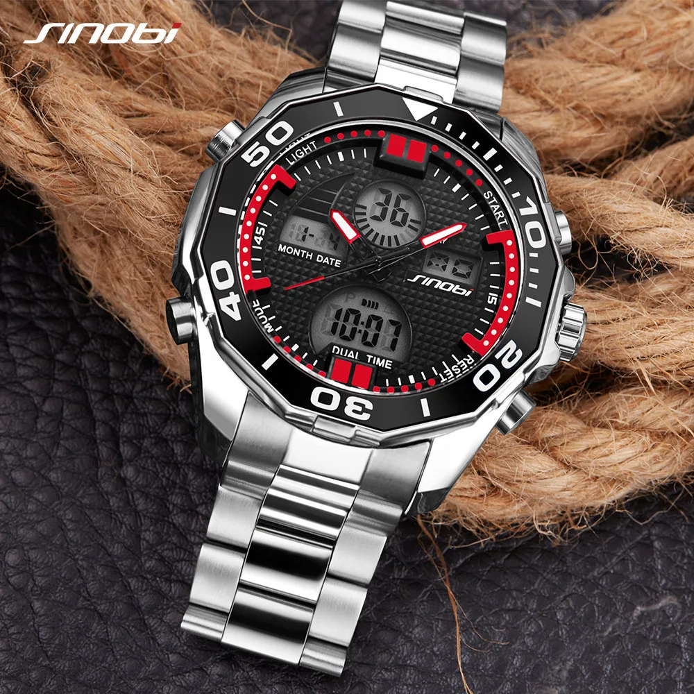 

Stylish Geometric Surface Layered Surface Double Display Men's Sports Watch