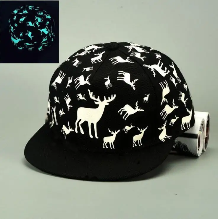 

New Fashion Luminous Baseball Cap Hat Snapback Women Men Hip Hop Printing Glow In The Dark holiday Hat C1078