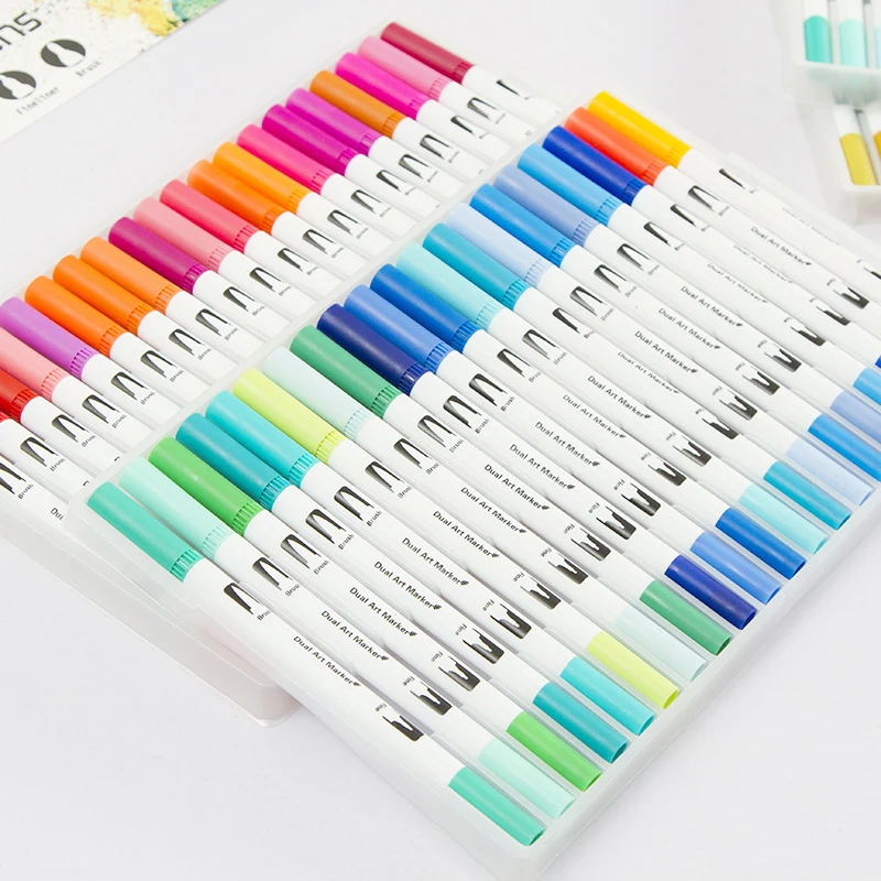 Markers Brush Pen 121824364872100 Colors Dual Brush Art Markers Pen Fine Liner Drawing Painting Watercolor Manga  Drawing Set 4