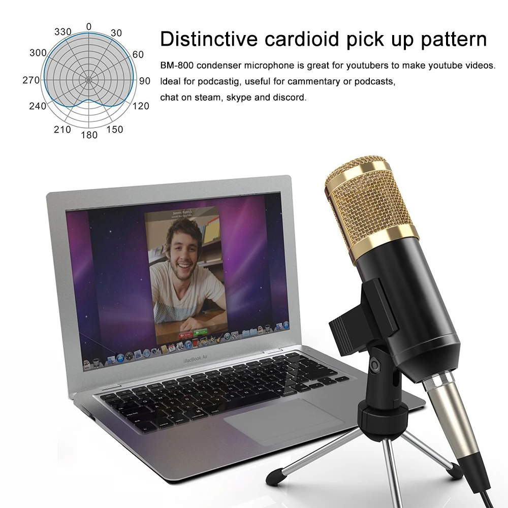 Online GEVO BM 800 Computer Mikrofon Für Karaoke Pc Wired Studio Kondensator Mic Mit Stativ Und NB 35 Suspension Arm Pop filter