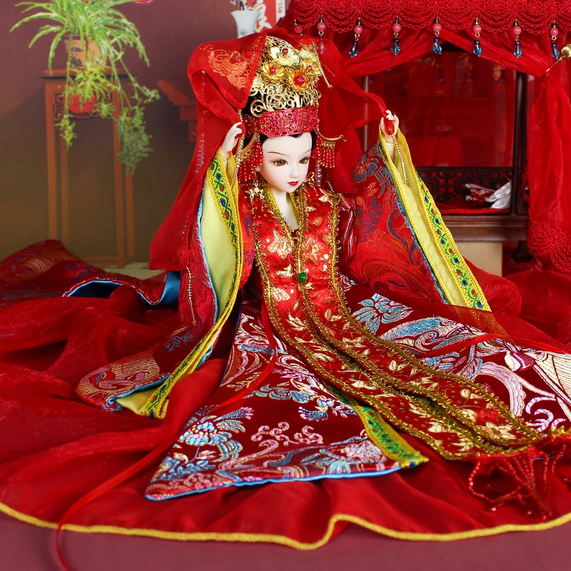 35 см коллекционные китайской династии Мин невесты куклы традиционных восточных BJD куклы с 3D реалистичные глаза свадебные подарки