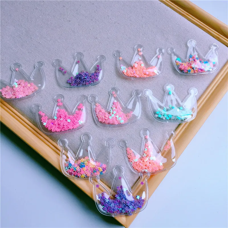 

8pcs/lot Transparent Bling bling Sequins Flowing Crown Appliques for Children clip and DIY Hair Clip Accessories