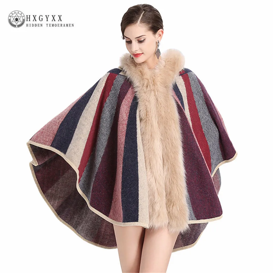 2019 Plus Size Winter Faux Fox Fur Collar Hooded Women