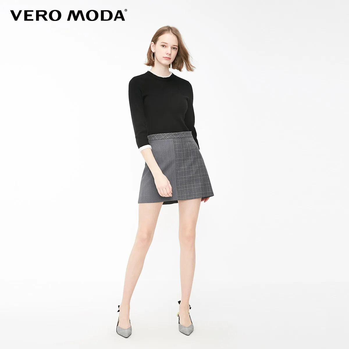 Vero Moda женский круглый вырез минималистичный 3/4 рукава приталенный базовый трикотаж | 319124534