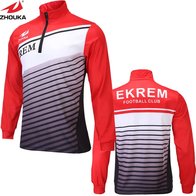 Quick Drying Long Sleeved 1 4 Zipper Men Soccer Jersey Custom Quick Drying Long Sleeved 1 4 Zipper Men Soccer Jersey Custom Sublimation