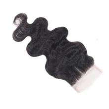 Три волнистые часть бразильский объемная волна Кружева закрытия с ребенком волос 4x4 дюймов натуральный черный человеческих волос закрытие 8-20 дюйм(ов