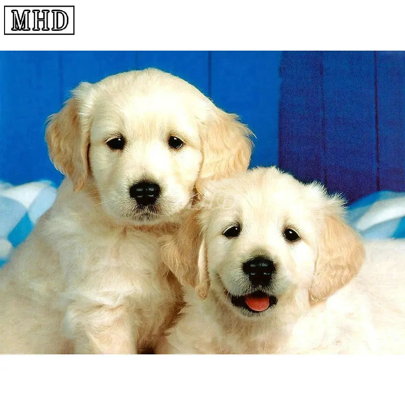 Hewan Diy Diamond Lukisan Cute Anjing Diamond Cross Stitch Hewan