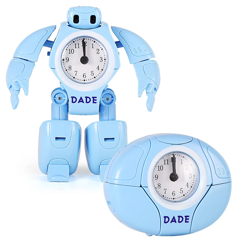 

2019 New Child Robot Alarm Clock Kid Toy Deformation Robot Table Clocks Creative Cartoon Desk Clock for Students Kids Gift
