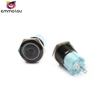 

5Pcs/Lot 16mm metal push button Waterproof aluminum oxide black switch with light momentary Latching locking Car Auto switchs