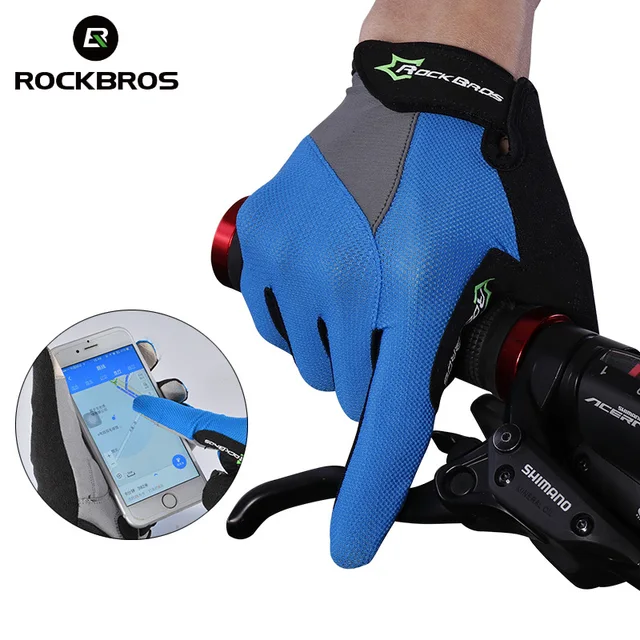 ROCKBROS Cycling Bike Bicycle Touch Screen Non-Slip Breathable Long Gloves Bike Bicycle Cycle Full Finger Bike Smartphone Gloves