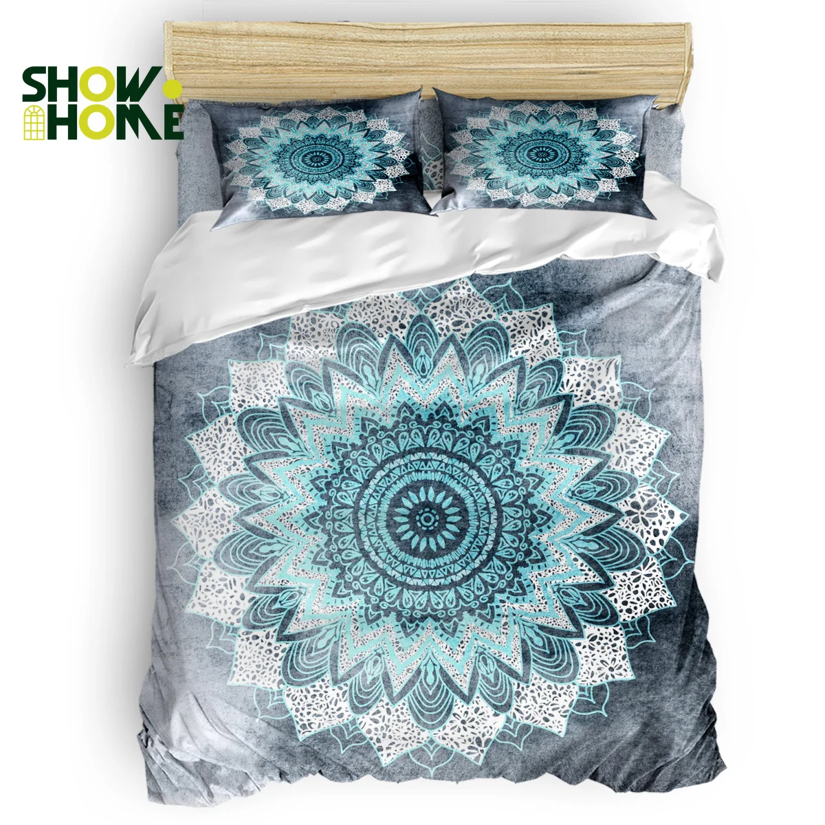 

SHOWHOME Duvet Cover Set BOHOCHIC MANDALA IN BLUE Duvet Cover 4PC Bedding Set Luxury DHL Shipping Method