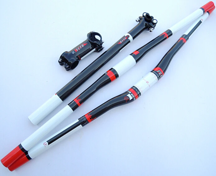

2015 new FCFB FW MTB carbon Handlebar set = carbon seatpost + carbon aluminum stem+ rise/flat handlebar road bike free shipping