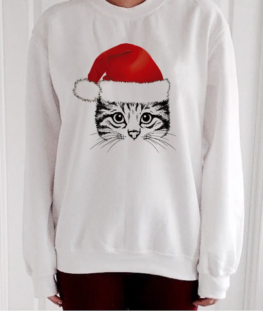 EAST KNITTING H1257 2017 Cute Christmas Cat Sweatshirt Hoodies Pullover