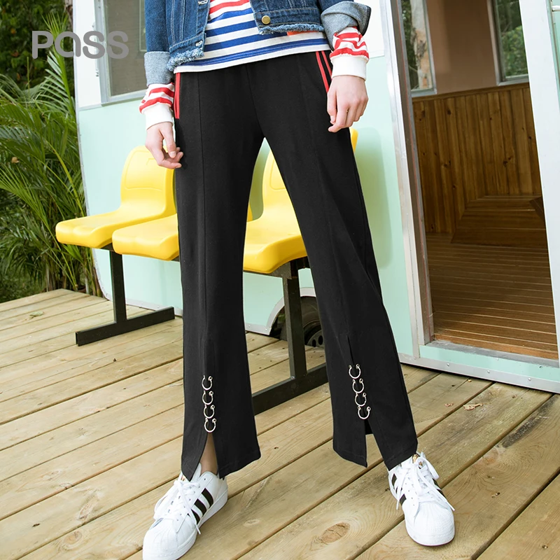 PASS New Spring Women Wide Leg Pant Fashion Stripe Printed