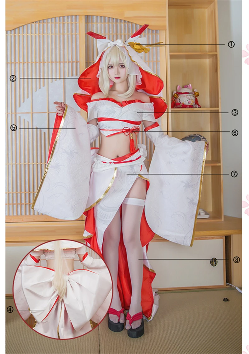 Предварительная продажа аниме Fate/EXTRA FGO красный Saber Nero Косплэй костюм китайское традиционное платье с разрезами по бокам и